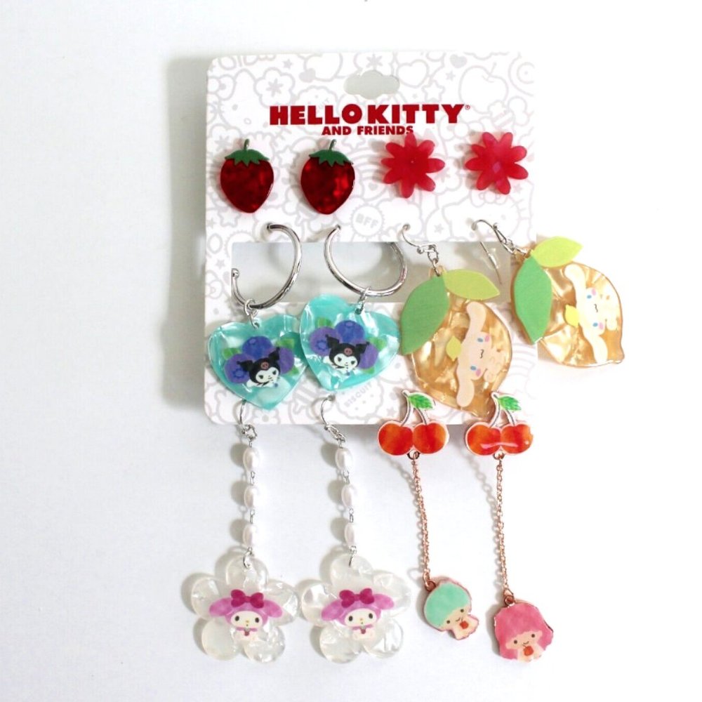 Sanrio Fruits Hello Kitty and Friends Earring Set of 6 Pairs
